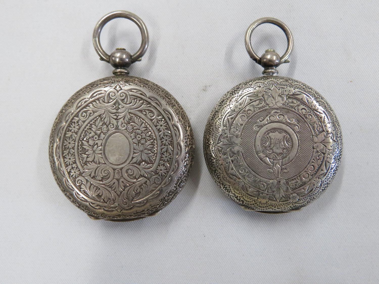 2x silver ladies pocket watches untested - Bild 4 aus 6