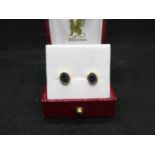 Fine quality 18ct solid earrings set with blue sapphires est. 1.5ct 3.8g