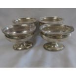 4x early Georgian silver HM salts with original glass inserts hand blown 328g silver