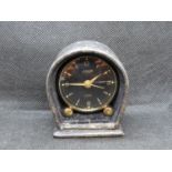 Beautiful boxed Looping 15 jewel alarm 8 day travel clock in leather case