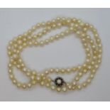 Opera length rope of 6mm cultured pearls with silver clasp