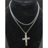Victorian engraved cross with 16" chain with barrel fastener