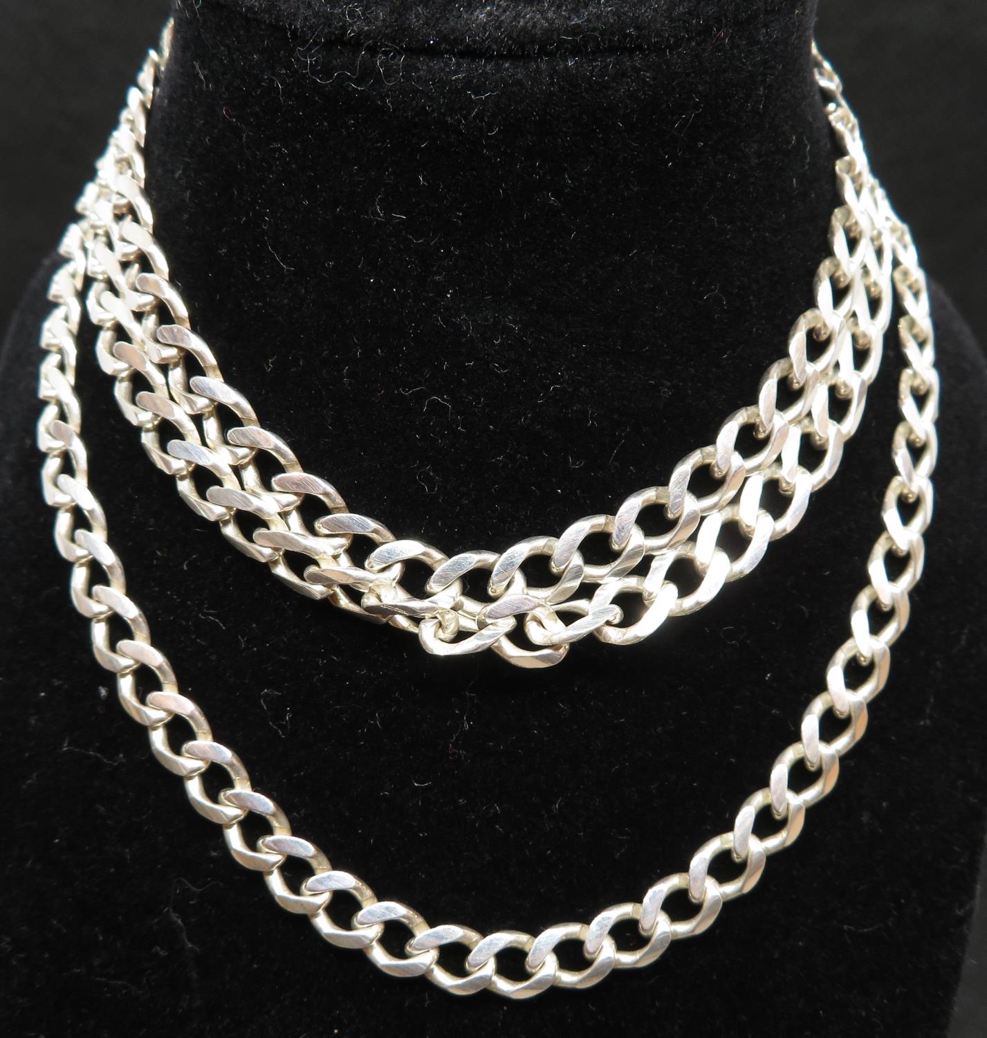 Matching 18" silver curb link chain and bracelet full HM 23g