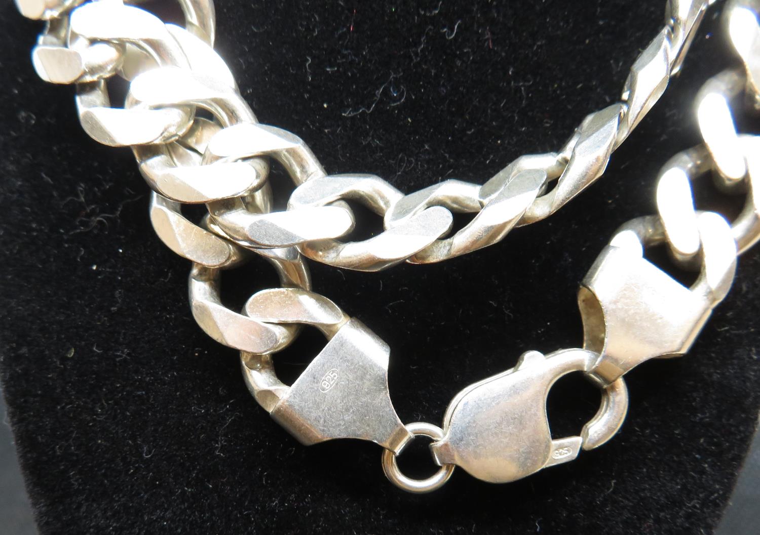 Solid silver curb link chain fully HM 22.5" 90.5g - Bild 2 aus 2