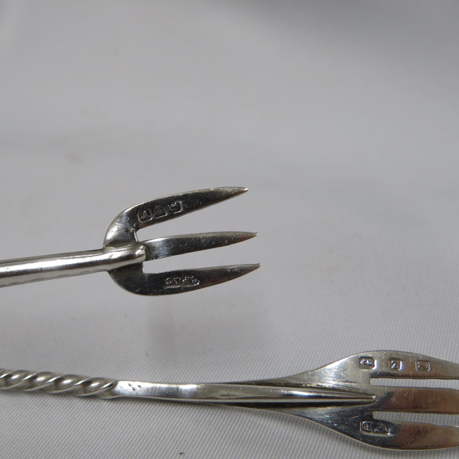 Victorian silver sweetmeat fork by William Devenport Birmingham 1899 and another by Charles Perry - Image 3 of 3