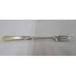 Victorian silver mother of pearl pickle form Sheffield 1895 maker George Warriss