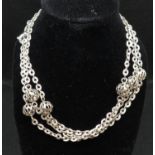 Vintage silver diamond cut trace link with pierced bobbles London HM 1978 32" 19.4g