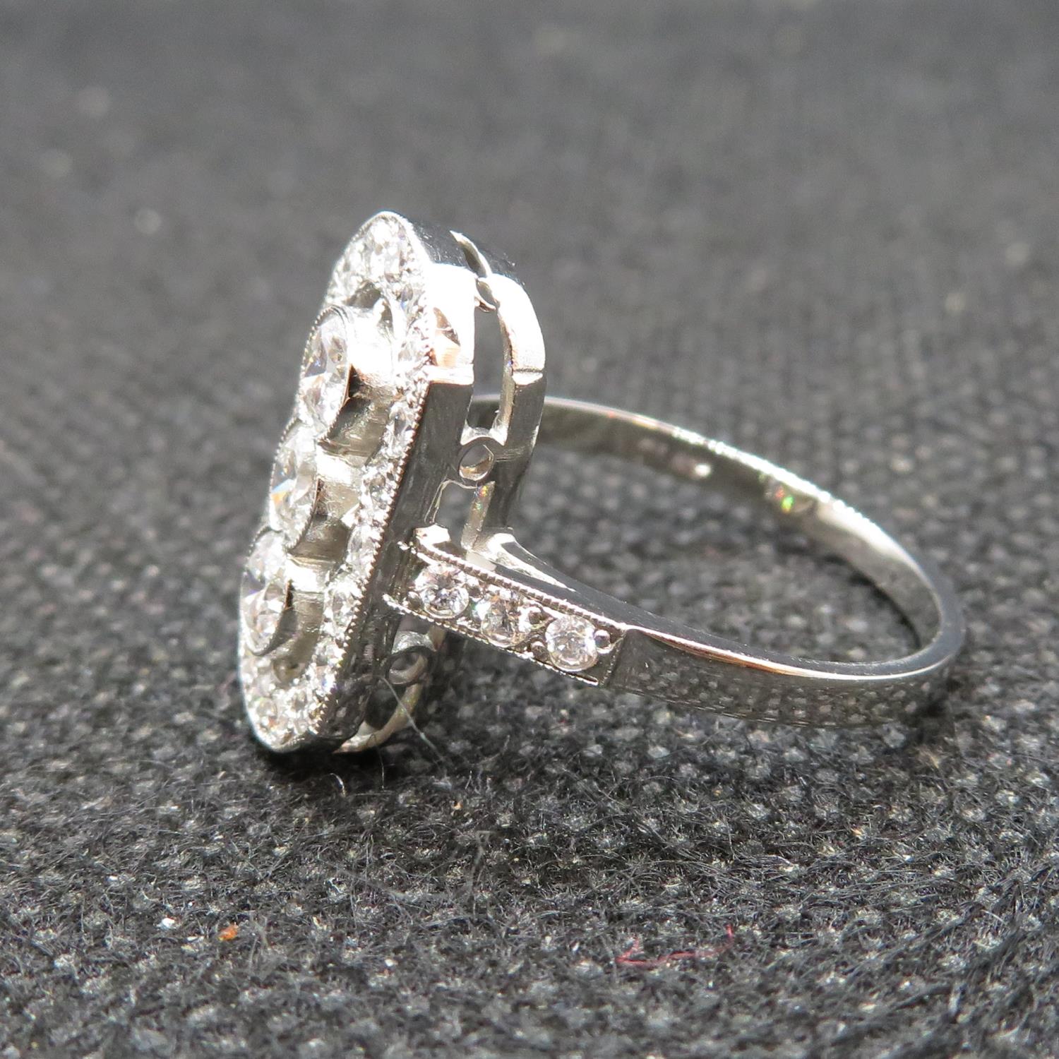 Art Deco platinum and diamond ring approx 1ct diamond size 0 - Image 3 of 4