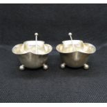 Pair of antique HM silver condiment dishes