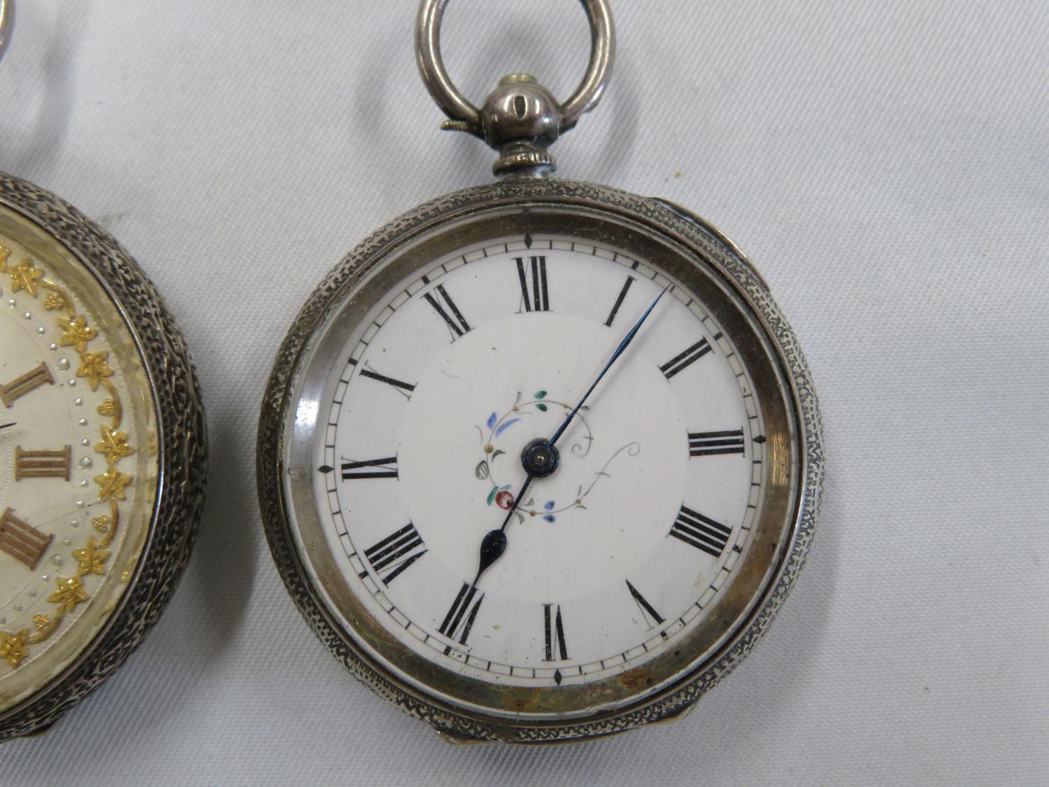 2x silver ladies pocket watches untested - Bild 3 aus 6