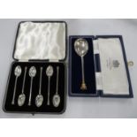 Silver Jubilee spoon HM 45g boxed and set of 6x Apostle spoons boxed