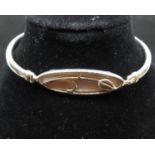 Silver and mother of pearl bangle in style of Charles Mackintosh fully HM 17.7g