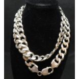 Solid silver curb link chain fully HM 22.5" 90.5g