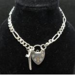 HM silver bracelet with key and chain