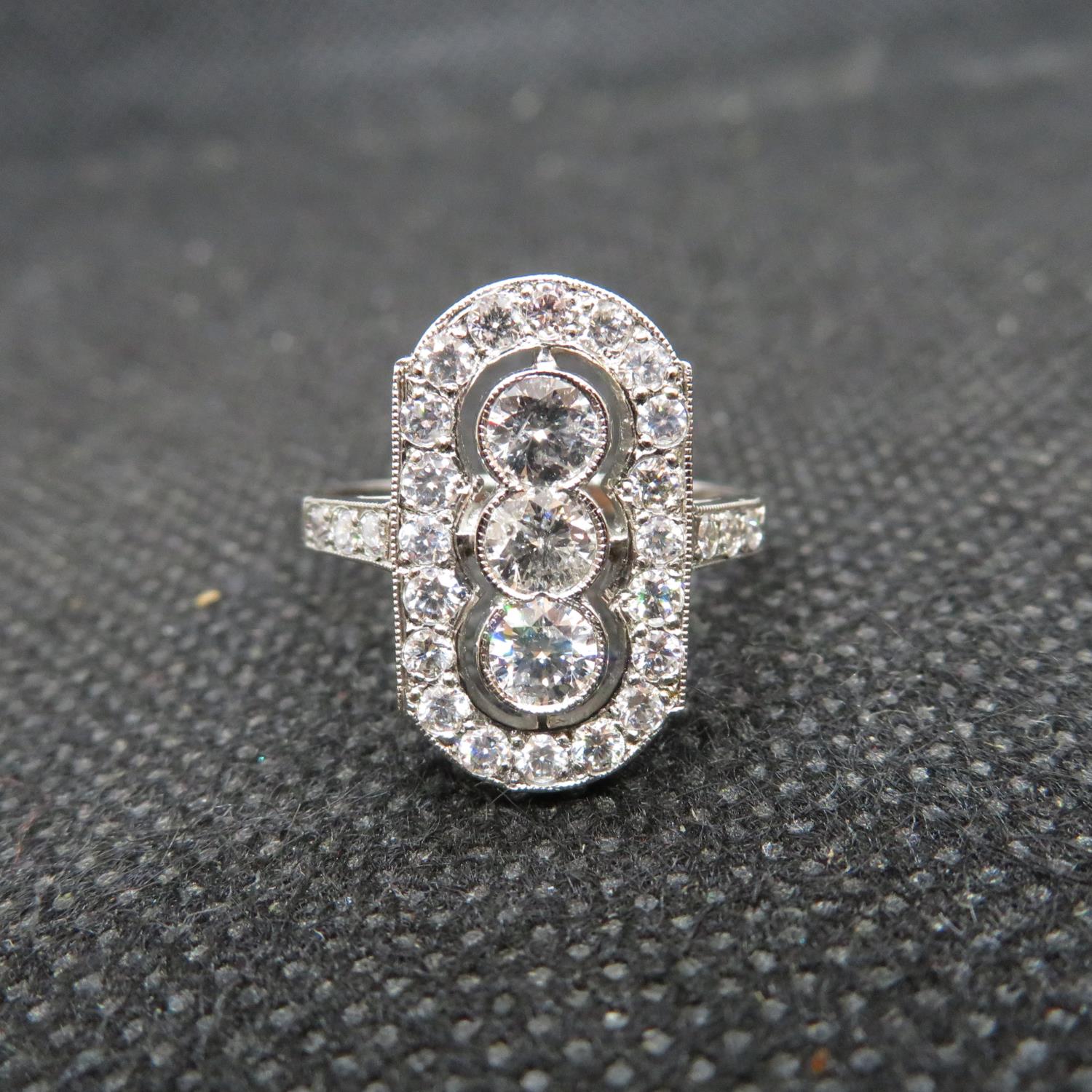 Art Deco platinum and diamond ring approx 1ct diamond size 0 - Image 2 of 4