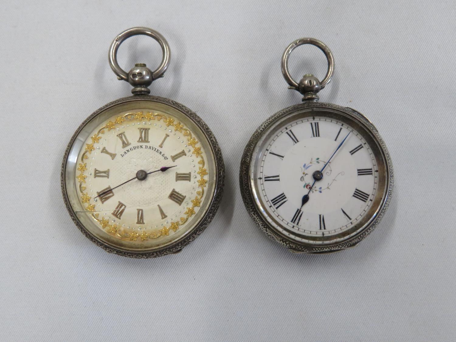 2x silver ladies pocket watches untested