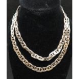 Silver curb and bar link necklace fully HM 20" 38g