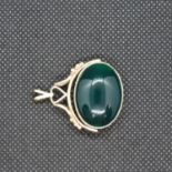 9ct gold spinner fob set with black and green onyx HM Birmingham 1996 12.7g