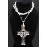 Waterford crystal Celtic cross with silver top on 30" oval belcher chain engraved Waterford