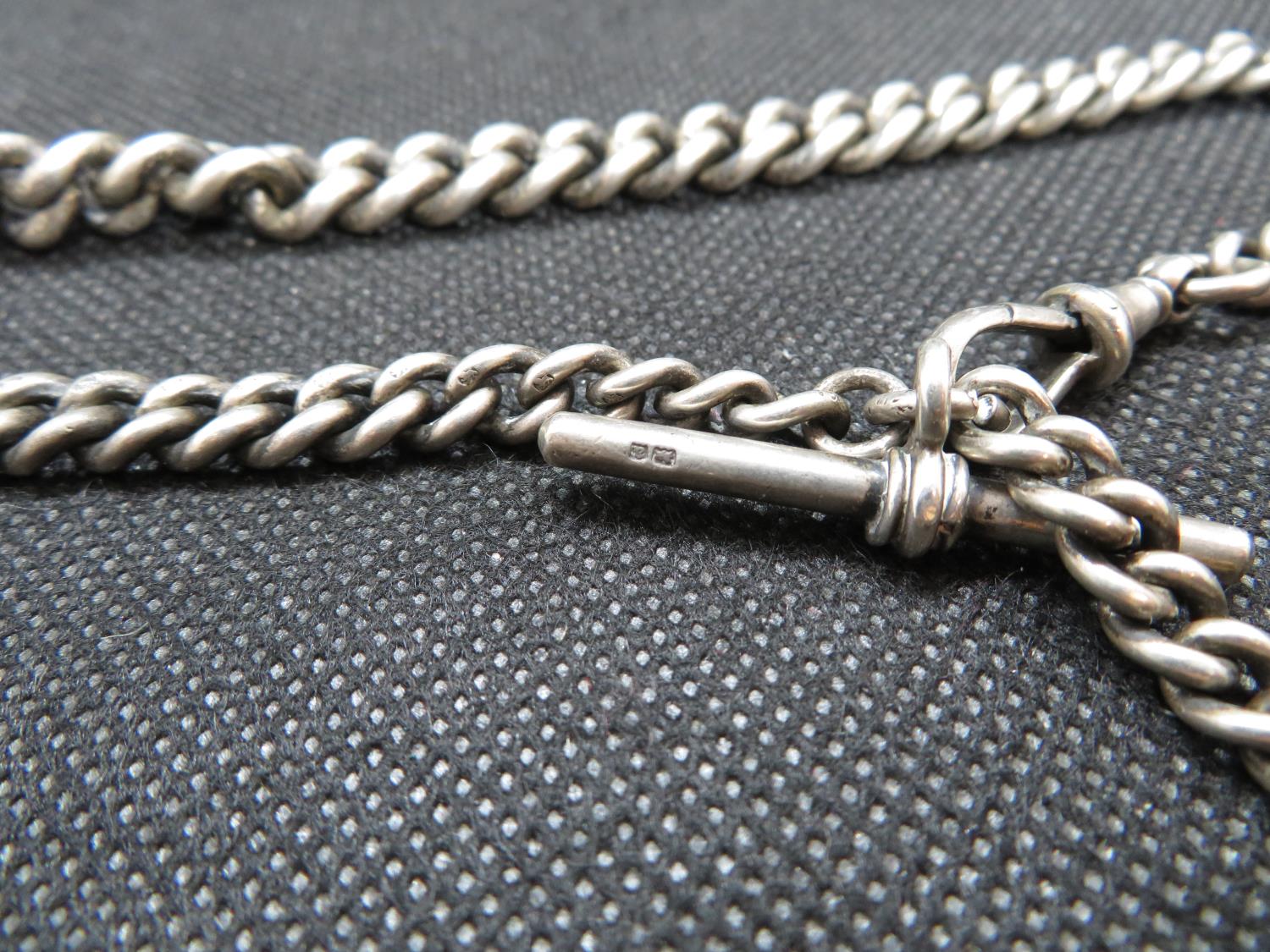 Old silver single Albert watch chain with large running silver fob for Selby 1879 second prize for - Bild 4 aus 4