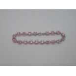 HM silver tennis bracelet set with pink stones 7.25" 16.5g