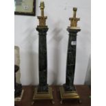 30" marble and ormolu lamp stands
