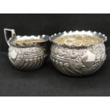 2x silver HM condiment dishes and jug 122g