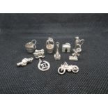 Job Lot of 10x silver vintage charms 22.4g