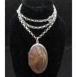 Large silver locket on silver 22" belcher chain 22.7g