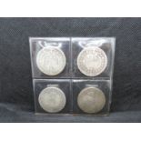 Quantity of 4x Queen Victoria silver half crowns 1889 1890 1896 and 1897