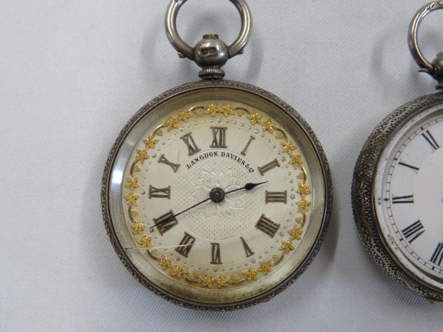 2x silver ladies pocket watches untested - Bild 2 aus 6