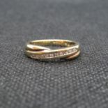 9ct gold crossover eternity ring with .15ct diamonds size N 2.6g