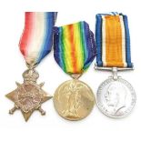 British Army WWI medal trio set 1914/15 Star War Medal and Victory Medals named to 112410 PTE WC