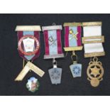 Collection of silver HM Masonic jewels 78g