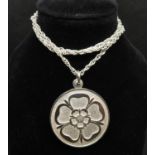 Silver QEII Jubilee Pendant by Hans Herman London 1977 on 20" silver Prince of Wales link chain 23.