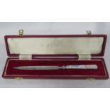 Vintage Sheffield silver handled letter opener by H Hunt 1972 nicely boxed