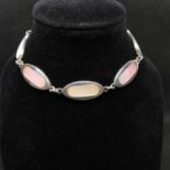 HM silver bracelet set with pink Mother of Pearl stones 13.3g