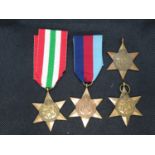 4x medals Victory Star, Italy Star, France and Germany Star and another Victory star