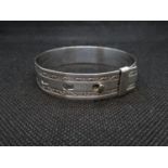 Silver bangle with adjustable fastener sterling silver 15.4g