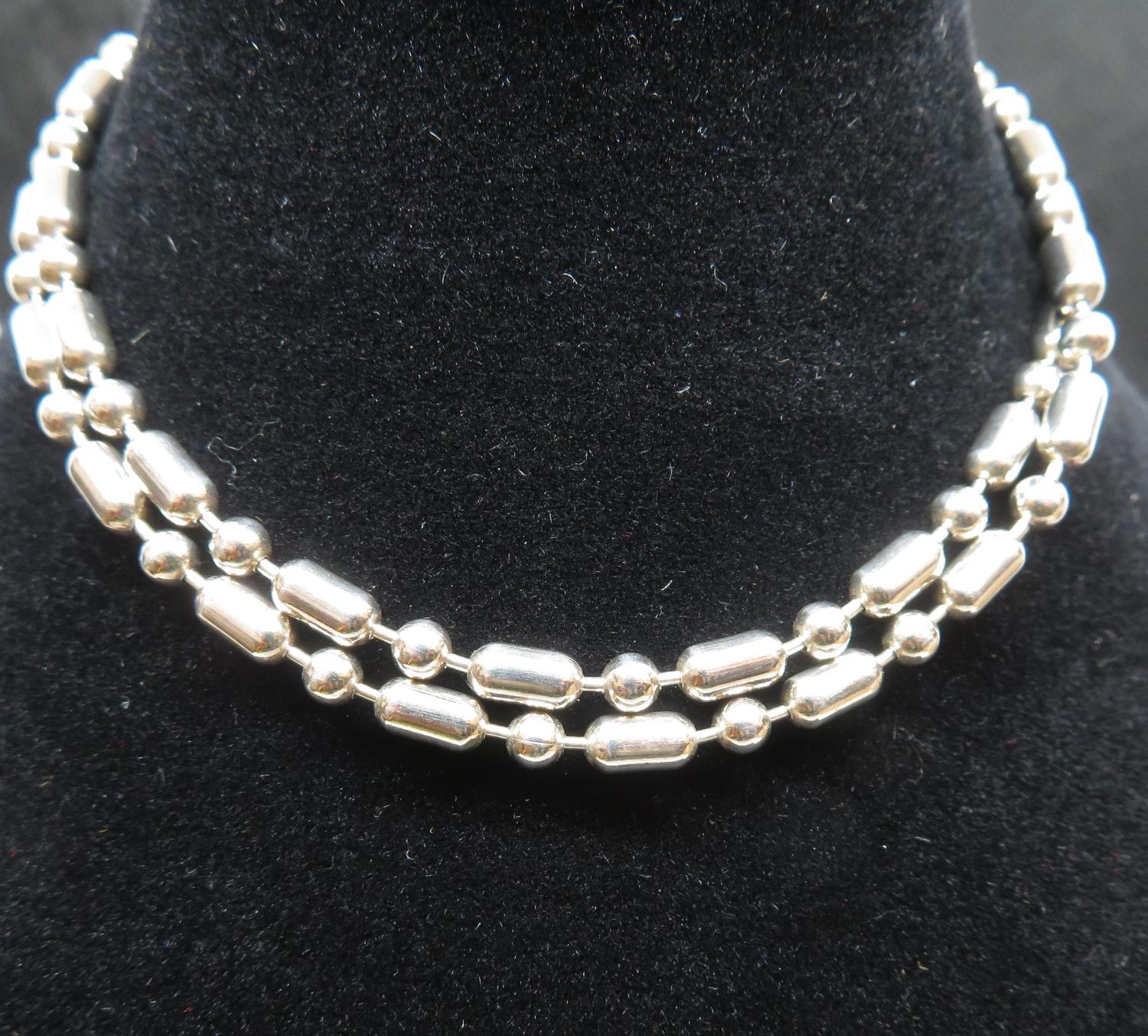 Vintage silver bobble link choker chain fully HM 16" 11.3g - Image 2 of 4