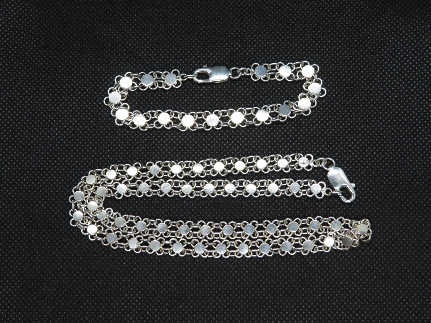 18" silver fancy link chain with matching bracelet 7.5" 34.4g - Image 3 of 3