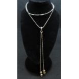 Silver bobble necklace with 2 droppers 16" 8.8g
