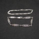 2x vintage silver Celtic design bracelets 7.25 x 8" 10g