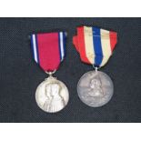 2x medals 1x Victoria Empress of India and 1x George V and Queen Mary