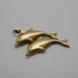 Double dolphin charm 9ct approx 1.5g