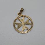 9ct cross charm approx 1g