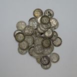 Bag of pre 1920 threepence silver coins 65g