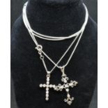 2 silver stone set crosses on 16" chains 7.5g