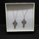Matching pair of Iona silver crosses on 16" silver chain 7g