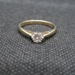 9ct gold solitaire ring set with .25ct diamond HM .25 size O 2g